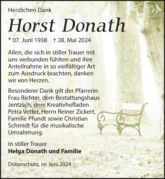 Traueranzeige von Horst Donath von Torgauer Zeitung