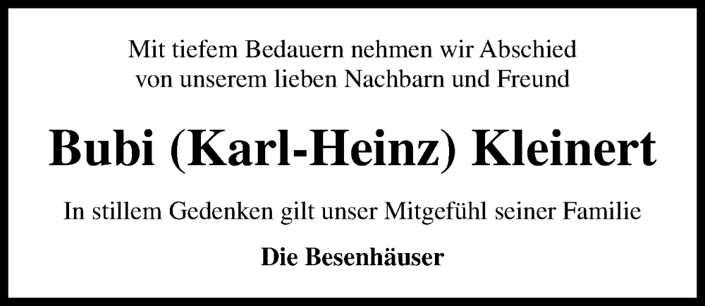  Traueranzeige für Karl-Heinz Kleinert vom 29.06.2024 aus Göttinger Tageblatt