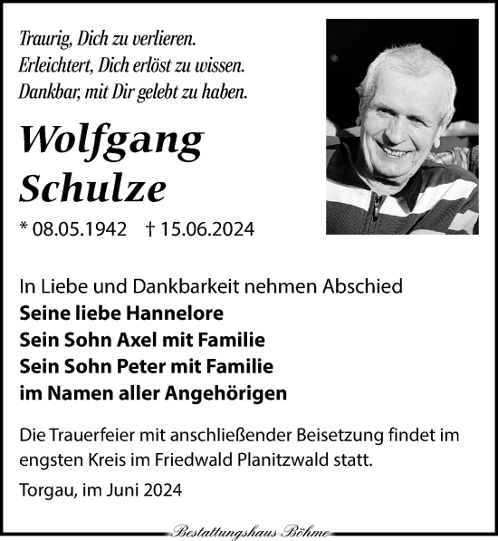 Traueranzeige von Wolfgang Schulze von Torgauer Zeitung