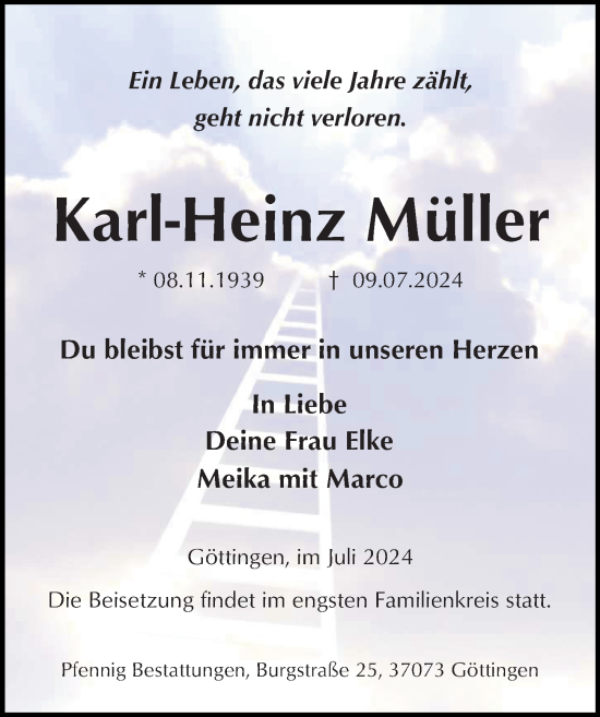 Traueranzeige von Karl-Heinz Müller von Göttinger Tageblatt