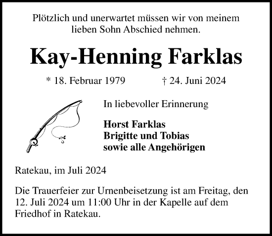 Traueranzeige von Kay-Henning Farklas von Lübecker Nachrichten