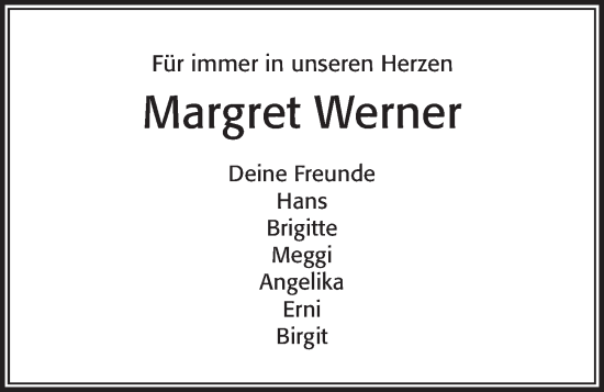 Traueranzeige von Margret Werner von Kieler Nachrichten