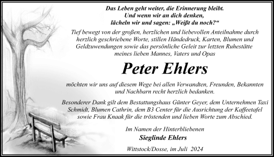 Traueranzeige von Peter Ehlers von Wochenspiegel