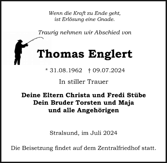 Traueranzeige von Thomas Englert von Ostsee-Zeitung GmbH