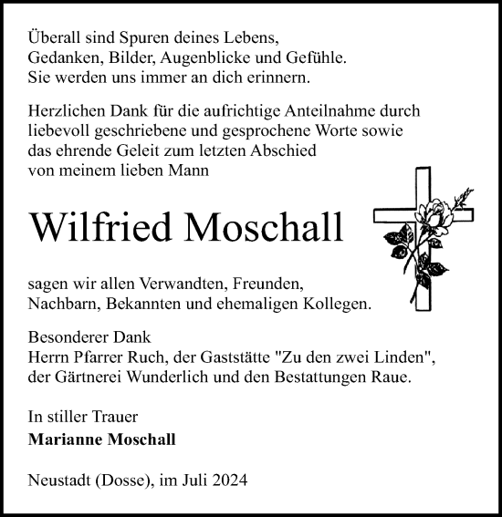 Traueranzeige von Wilfried Moschall von Wochenspiegel