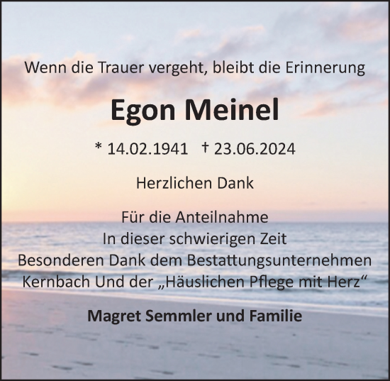 Traueranzeige von Egon Meinel von Märkischen Allgemeine Zeitung