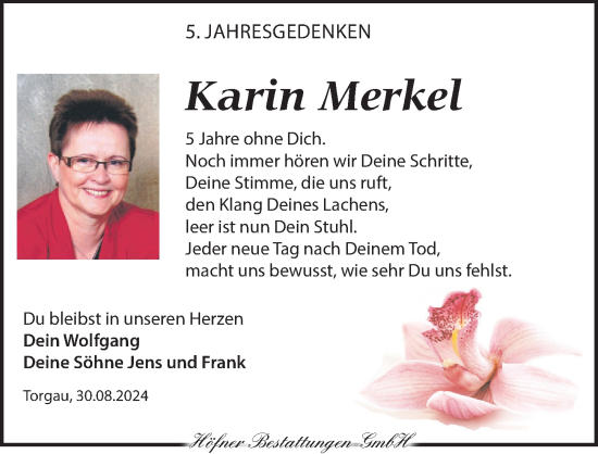 Traueranzeige von Karin Merkel von Torgauer Zeitung