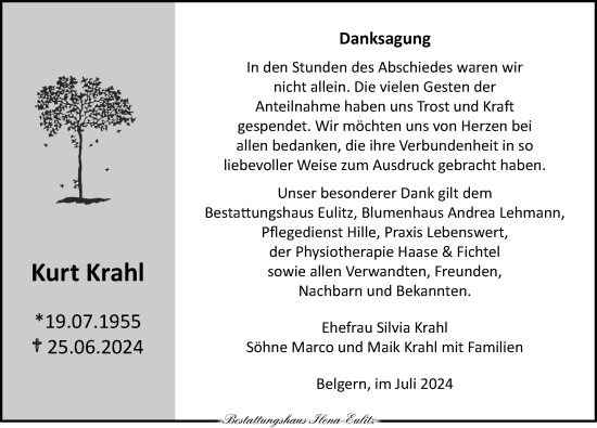 Traueranzeige von Kurt Krahl von Torgauer Zeitung