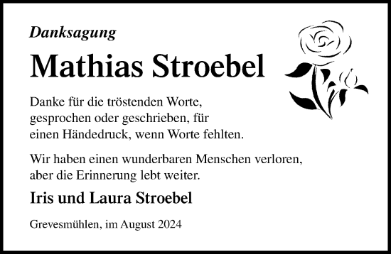 Traueranzeige von Mathias Stroebel von Ostsee-Zeitung GmbH