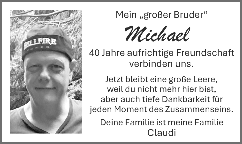  Traueranzeige für Michael Kühne vom 09.08.2024 aus Eichsfelder Tageblatt