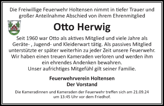 Traueranzeige von Otto Herwig von Göttinger Tageblatt