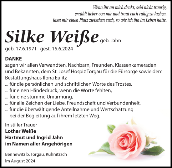 Traueranzeige von Silke Weiße von Leipziger Volkszeitung