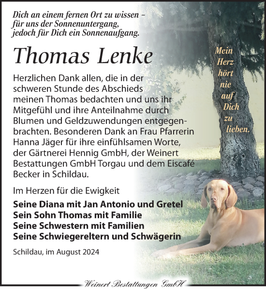 Traueranzeige von Thomas Lenke von Torgauer Zeitung