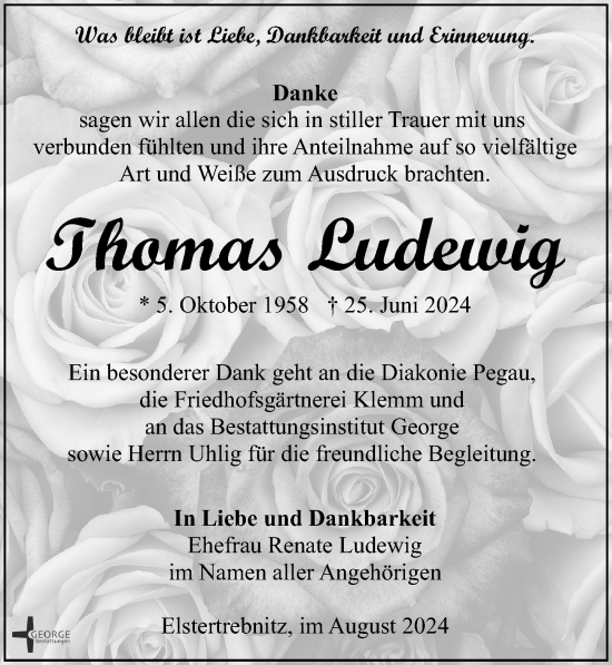 Traueranzeige von Thomas Ludewig von Leipziger Volkszeitung