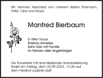 Traueranzeige von Manfred Bierbaum von Sächsische Zeitung