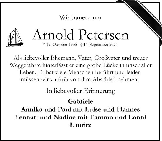 Traueranzeige von Arnold Petersen von Lübecker Nachrichten