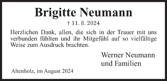 Traueranzeige von Brigitte Neumann von Kieler Nachrichten