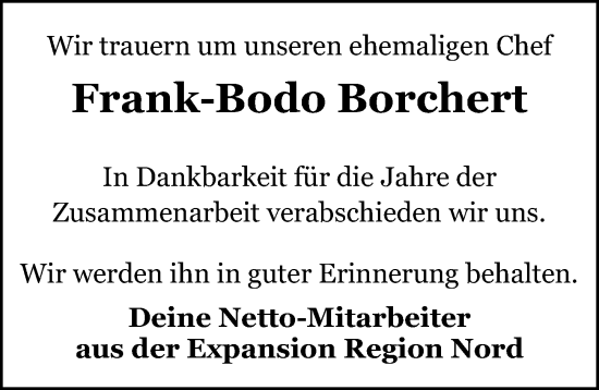 Traueranzeige von Frank-Bodo Borchert von Peiner Allgemeine Zeitung