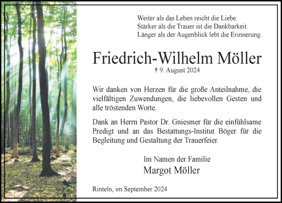 Traueranzeige von Friedrich-Wilhelm Möller von Schaumburger Nachrichten und Schaumburger Zeitung/ Landes-Zeitung