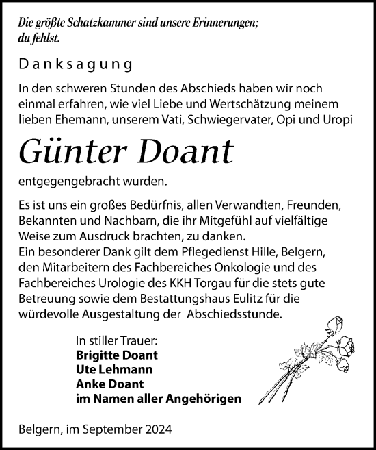 Traueranzeige von Günter Doant von Torgauer Zeitung