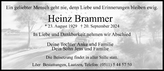 Traueranzeige von Heinz Brammer von Hannoversche Allgemeine Zeitung/Neue Presse