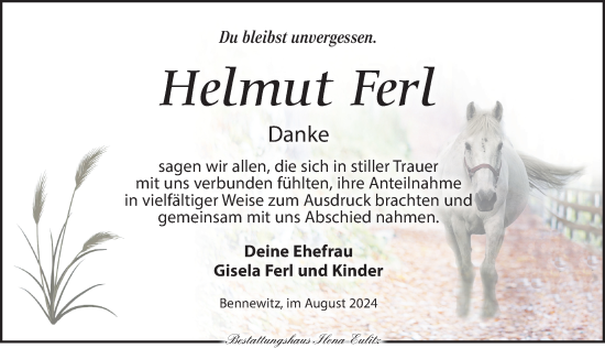 Traueranzeige von Helmut Ferl von Torgauer Zeitung