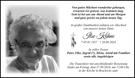 Traueranzeige von Ilse Kühne von Märkischen Allgemeine Zeitung