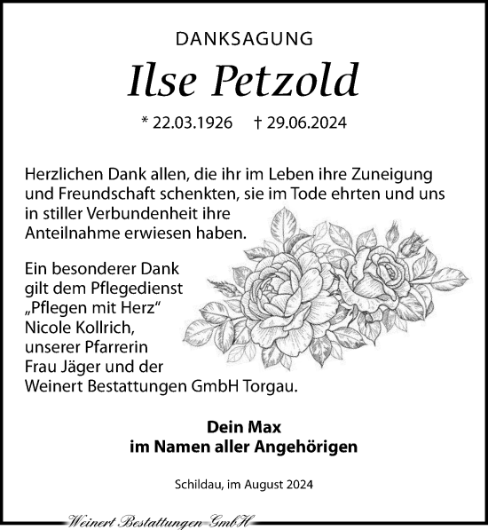 Traueranzeige von Ilse Petzold von Torgauer Zeitung