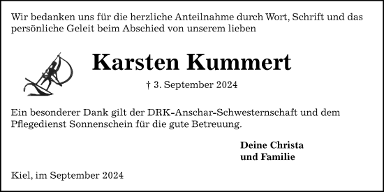 Traueranzeige von Karsten Kummert von Kieler Nachrichten