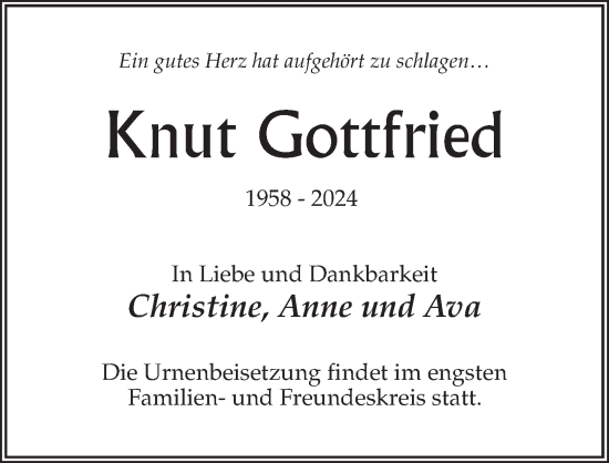 Traueranzeige von Knut Gottfried von Märkischen Allgemeine Zeitung