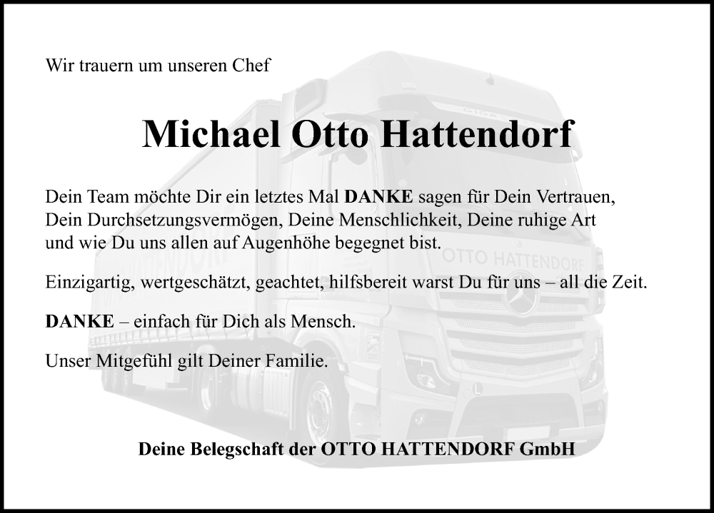  Traueranzeige für Michael Otto Hattendorf vom 14.09.2024 aus Schaumburger Nachrichten