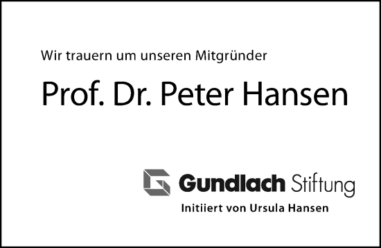 Traueranzeige von Peter Hansen von Hannoversche Allgemeine Zeitung/Neue Presse