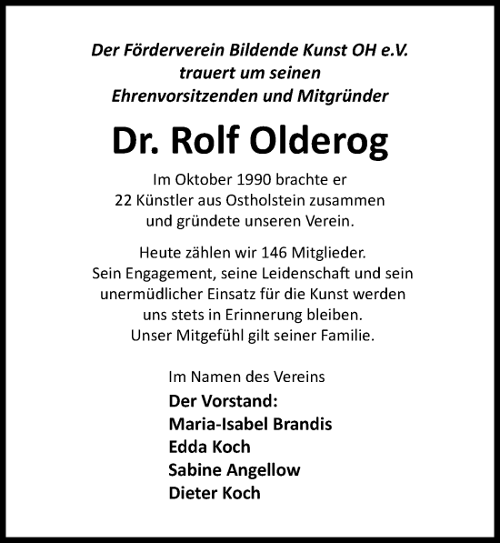 Traueranzeige von Rolf Olderog von Lübecker Nachrichten