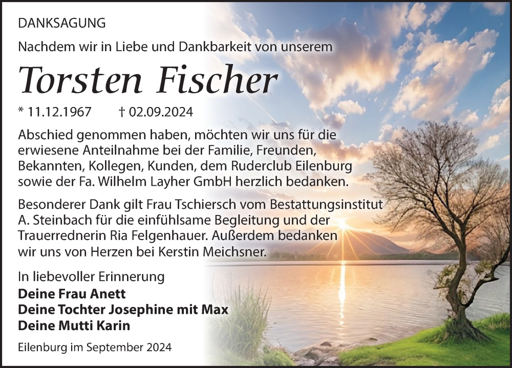  Traueranzeige für Torsten Fischer vom 28.09.2024 aus Leipziger Volkszeitung