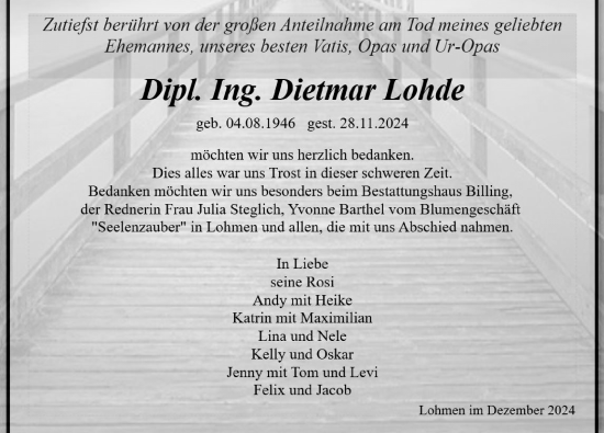 Traueranzeige von Dietmar Lohde von Sächsische Zeitung