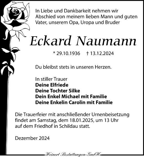 Traueranzeige von Eckard Naumann von Torgauer Zeitung