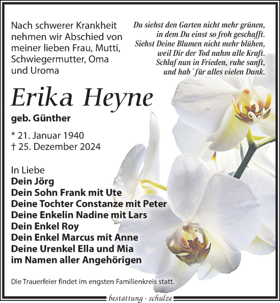 Traueranzeige von Erika Heyne von Leipziger Volkszeitung