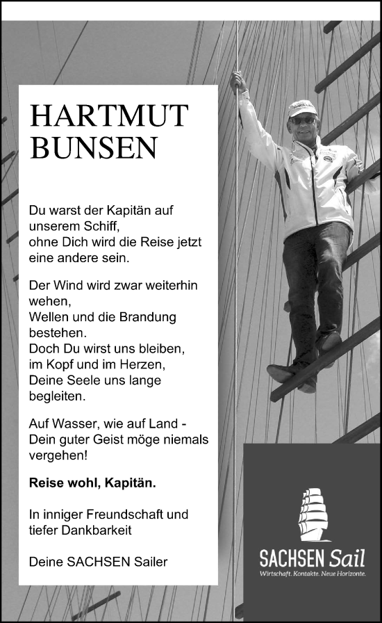 Traueranzeige von Hartmut Bunsen von Leipziger Volkszeitung