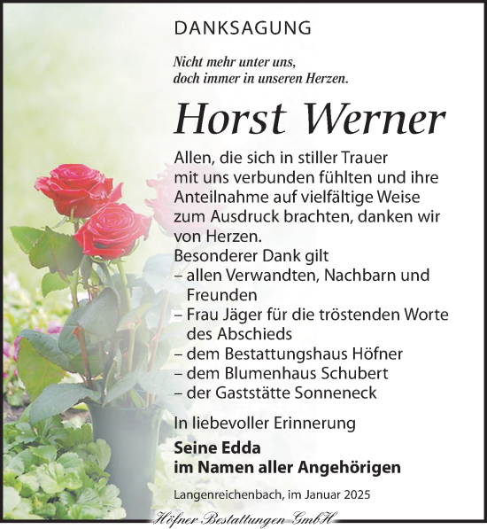 Traueranzeige von Horst Werner von Torgauer Zeitung
