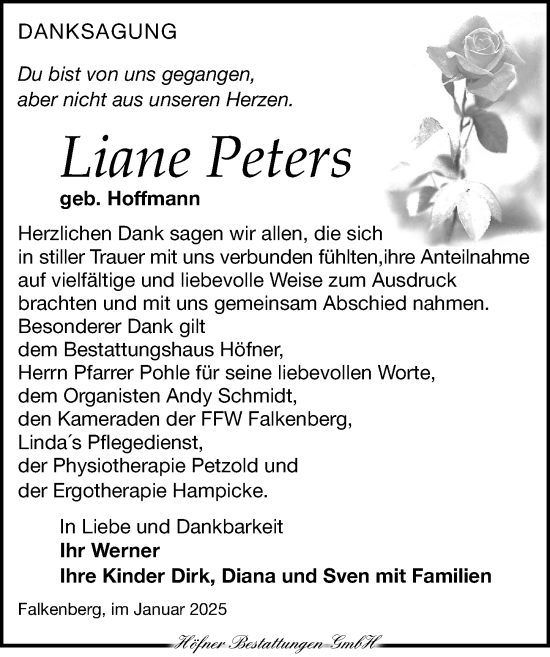 Traueranzeige von Liane Peters von Torgauer Zeitung