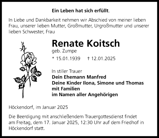 Traueranzeige von Renate Koitsch von Sächsische Zeitung