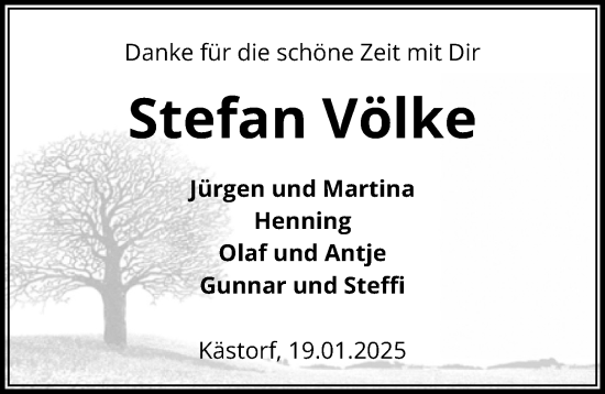 Traueranzeige von Stefan Völke von Aller Zeitung