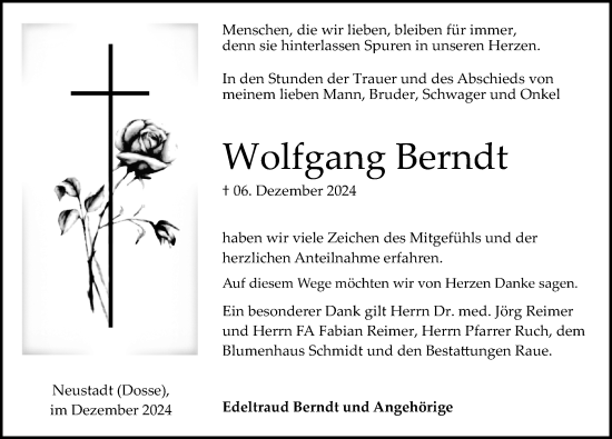 Traueranzeige von Wolfgang Berndt