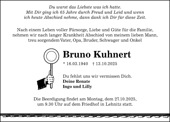 Traueranzeige von Bruno Kuhnert von Märkischen Allgemeine Zeitung
