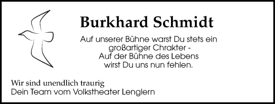 Traueranzeige von Burkhard Schmidt von Göttinger Tageblatt