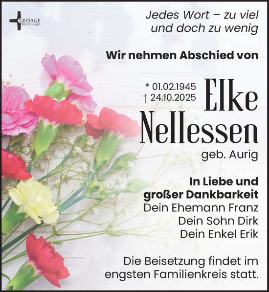 Traueranzeige von Elke Nellessen von Leipziger Volkszeitung