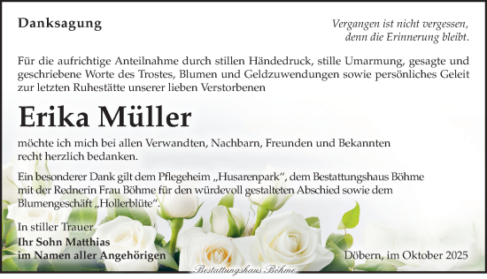 Traueranzeige von Erika Müller von Torgauer Zeitung