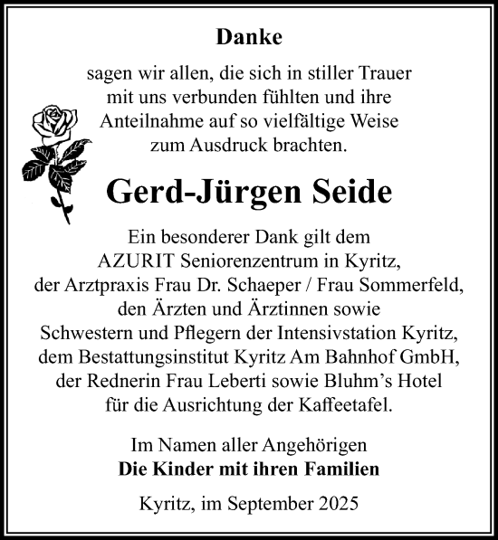 Traueranzeige von Gerd-Jürgen Seide von Wochenspiegel