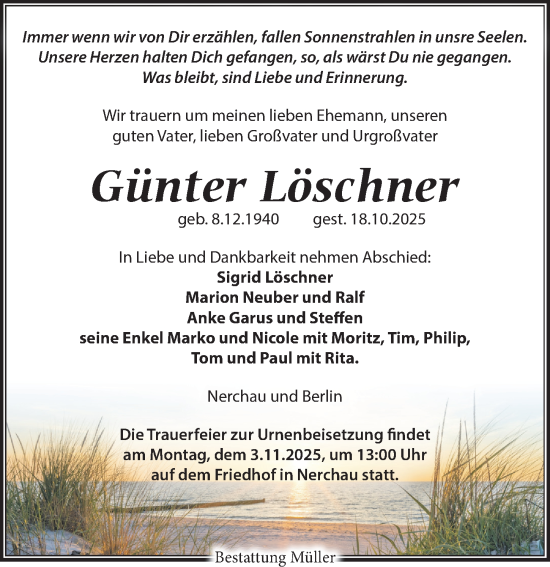 Traueranzeige von Günter Löschner von Leipziger Volkszeitung