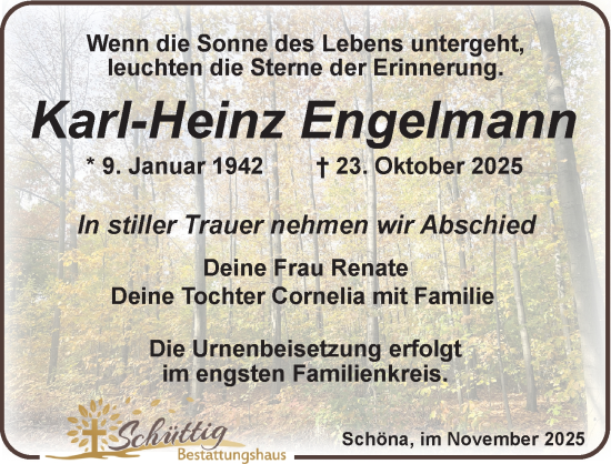 Traueranzeige von Karl-Heinz Engelmann von Leipziger Volkszeitung